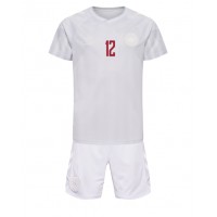 Dänemark Kasper Dolberg #12 Fußballbekleidung Auswärtstrikot Kinder WM 2022 Kurzarm (+ kurze hosen)
